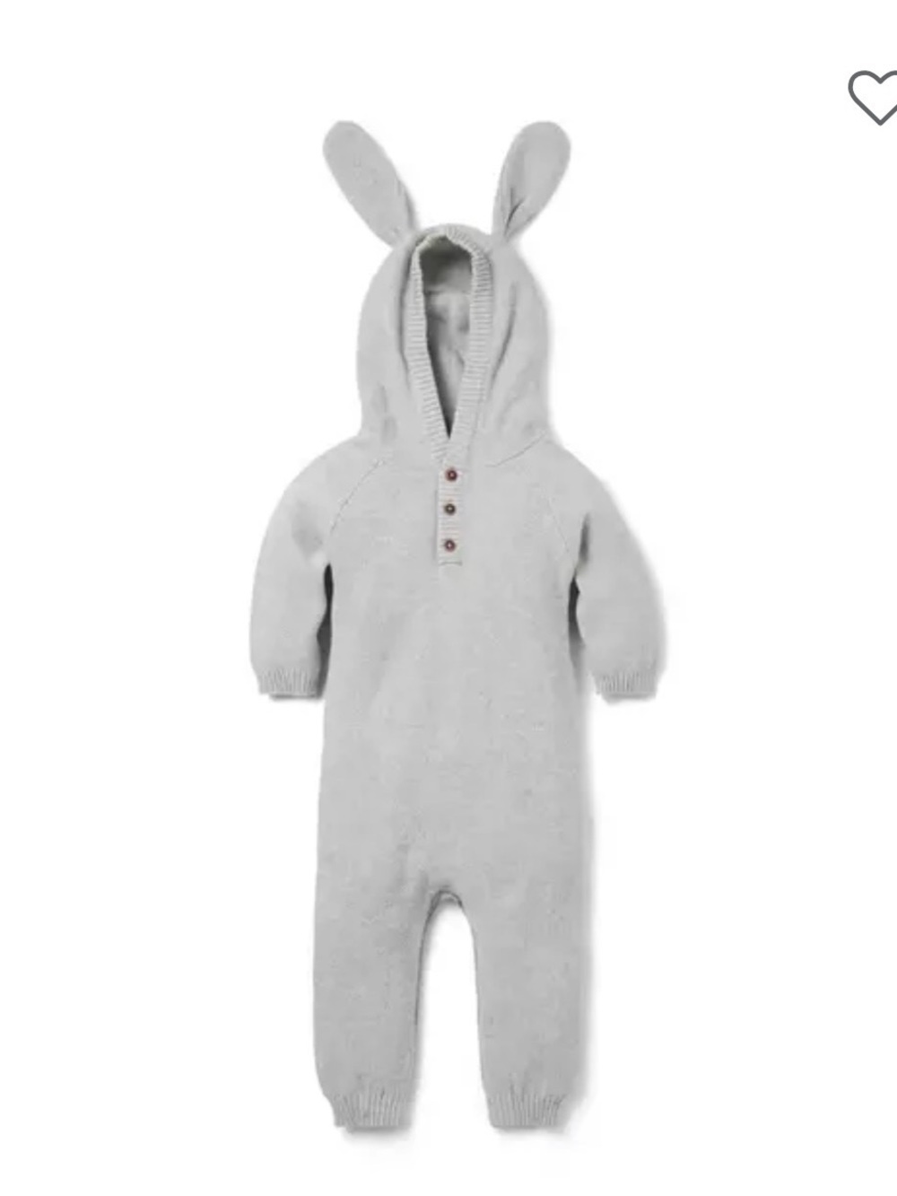 Janie and Jack Light Gray Bunny Hooded Knit One-Piece